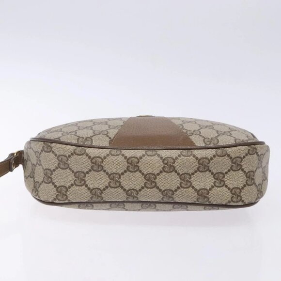 GUCCI GG Supreme Web Sherry Line Clutch Bag PVC Beige Gold - Picture 6 of 16